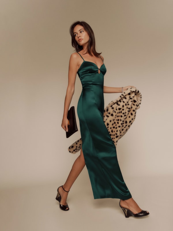 Sathia Satin Dress - Forest